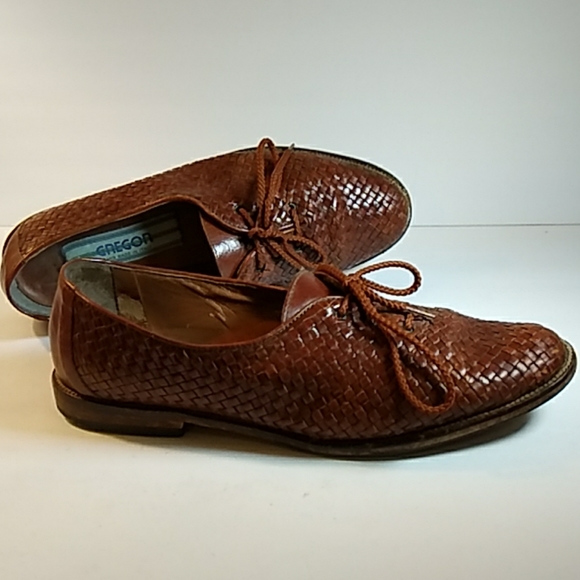 Gregor Italian Tan Leather Woven Dress Shoes Sz. 6 - Picture 3 of 6
